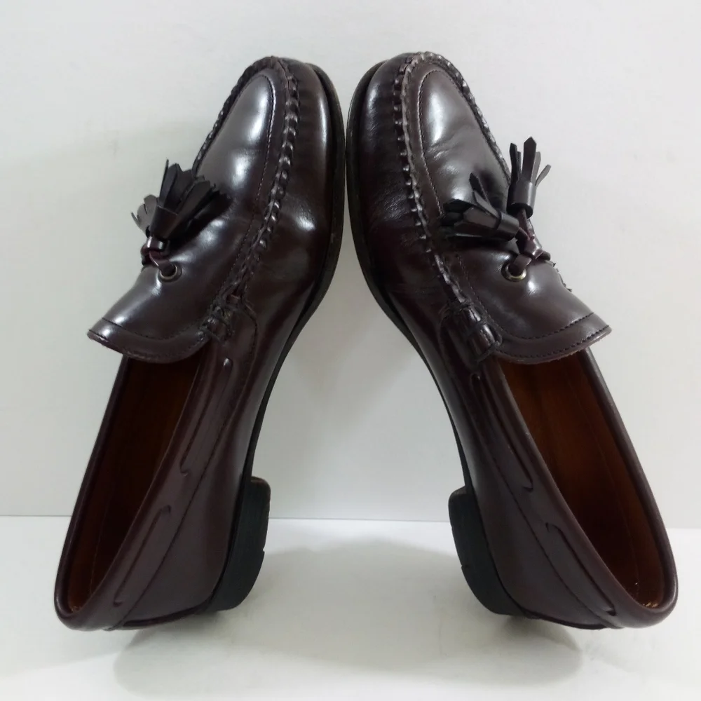 Nettleton Women 6.5 Narrow Luxury Vintage Tassel Burgundy Leather Loafers 12582 - Picture 5 of 8